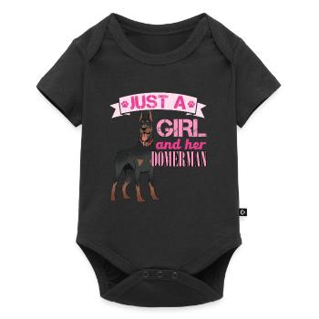 Dog Mom JUST A GIRL AND HER DOBERMAN Funny - Baby Premium short-sleeve bodysuit - black - Front