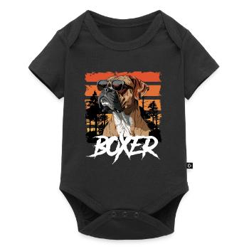 Boxer Hunde Deutscher Boxer Cooles Vintage - Baby Premium Kurzarmbody - Schwarz - Vorne