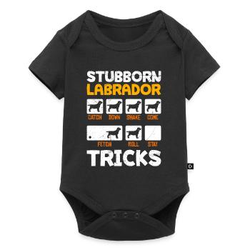 Labrador Owner STUBBORN LABRADOR TRICKS - Baby Premium short-sleeve bodysuit - black - Front
