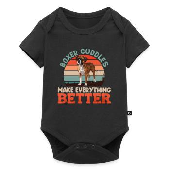 German Boxer CUDDLING BETTER WITH A BOXER - Baby Premium short-sleeve bodysuit - black - Front