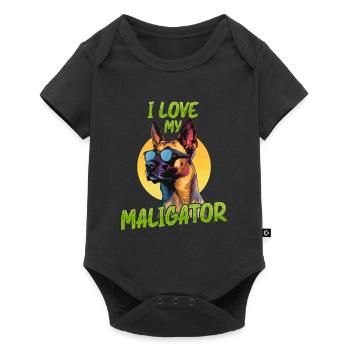 Malinois LOVE MY MALIGATOR Belgischer Schäferhund - Baby Premium Kurzarmbody - Schwarz - Vorne
