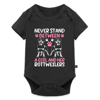 Rottie NEVER STAND BETWEEN A GIRL AND HER - Baby Premium short-sleeve bodysuit - black - Front