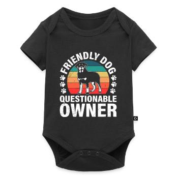 Rottweiler FRIENDLY DOG QUESTIONABLE OWNER Lustig - Baby Premium short-sleeve bodysuit - black - Front