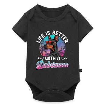 Doberman owner LIFE IS BETTER WITH A DOBERMAN - Baby Premium short-sleeve bodysuit - black - Front
