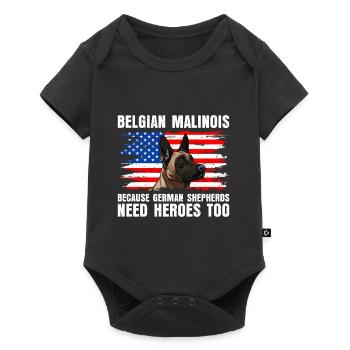 BELGIAN MALINOIS GERMAN SHEPHERDS NEED HEROS TOO - Baby Premium short-sleeve bodysuit - black - Front