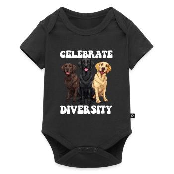 Labrador Hunde FEIERE VIELFALT Labrador Retriever - Baby Premium Kurzarmbody - Schwarz - Vorne