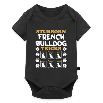 Funny Frenchie TOURS DE BOULEDOGUE FRANÇAIS TÊTU - Body à manches courtes Premium Bébé - noir - Devant