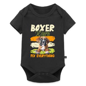 BOXER KISSES FIX EVERYTHING Boxer allemand - Body à manches courtes Premium Bébé - noir - Devant