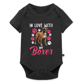 German Boxer IN LOVE WITH MY BOXER Owner - Baby Premium short-sleeve bodysuit - black - Front