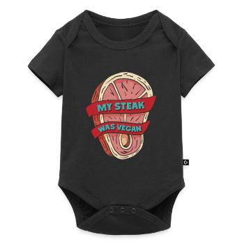 Fleischliebhaber MY STEAK WAS VEGAN Lustiges - Baby Premium Kurzarmbody - Schwarz - Vorne