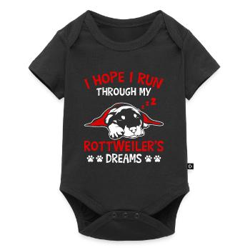 Rottie Fan Merchandise J’ESPÈRE QUE JE PASSERAI À TRAVERS MON ROTTWEILER - Body à manches courtes Premium Bébé - noir - Devant