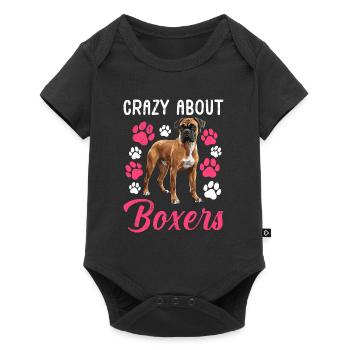 Dog Mom German Boxer CRAZY ABOUT BOXERS - Baby Premium short-sleeve bodysuit - black - Front