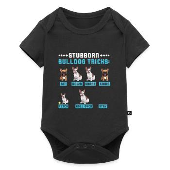 Frenchie Dogs STUBBORN BULLDOG TRICKS Français - Body à manches courtes Premium Bébé - noir - Devant