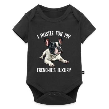 Frenchie Besitzer Hustle for my Frenchie's LUXURY - Baby Premium Kurzarmbody - Schwarz - Vorne
