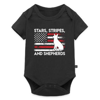 America STARS STRIPES AND SHEPHERDS German - Baby Premium short-sleeve bodysuit - black - Front