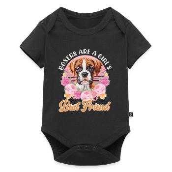 BOXERS ARE A GIRL'S BEST FRIEND Hundemama Deutsche - Baby Premium Kurzarmbody - Schwarz - Vorne