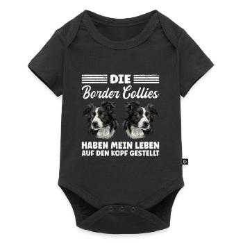 Border Collies MY LIFE TURNED UPSIDE DOWN - Baby Premium short-sleeve bodysuit - black - Front