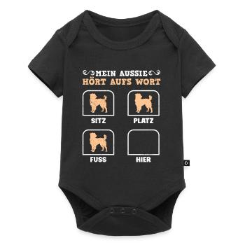 Australian Shepherd MY AUSSIE LISTENS TO YOUR WORD - Baby Premium short-sleeve bodysuit - black - Front