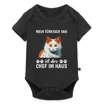 Propriétaire de chat MON VAN TURC EST LE PATRON - Body à manches courtes Premium Bébé - noir - Devant
