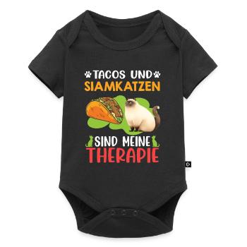 TACOS AND SIAMESE CATS ARE MY THERAPY Fun - Baby Premium short-sleeve bodysuit - black - Front
