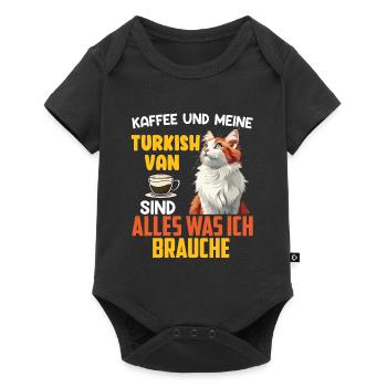 Katzenpapa KAFFEE UND MEINE TURKISH VAN SIND ALLES - Baby Premium Kurzarmbody - Schwarz - Vorne