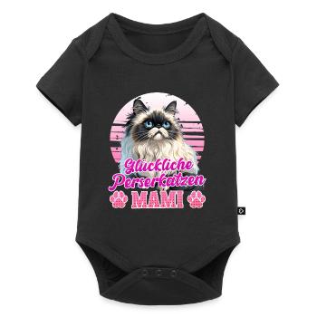 Katzenbesitzerin GLÜCKLICHE PERSERKATZEN MAMI - Baby Premium Kurzarmbody - Schwarz - Vorne