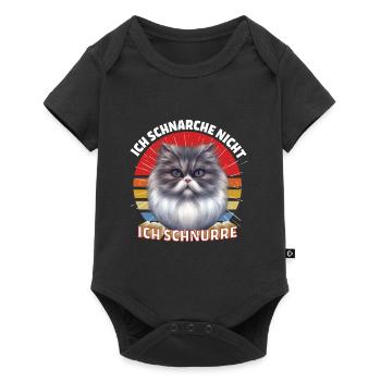 Chat persan JE NE RONFLE PAS, JE RONRONNE - Body à manches courtes Premium Bébé - noir - Devant