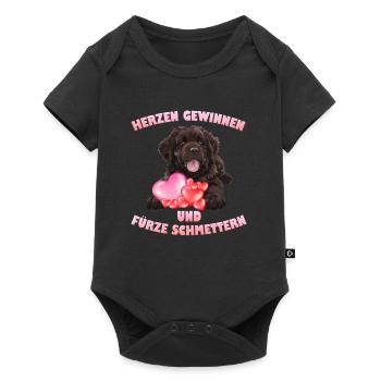 Newfie GAGNER LES CŒURS ET ÉCRASER LES PETS - Body à manches courtes Premium Bébé - noir - Devant