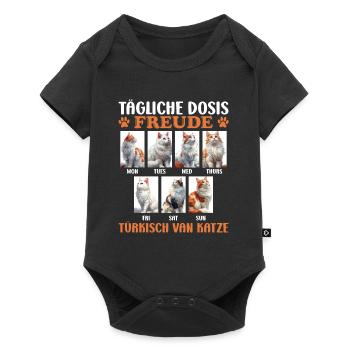 Katzenmama TÄGLICHE DOSIS FREUDE TÜRKSICH VAN - Baby Premium Kurzarmbody - Schwarz - Vorne