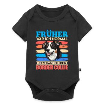 Border Collie J’ÉTAIS NORMAL Drôle - Body à manches courtes Premium Bébé - noir - Devant