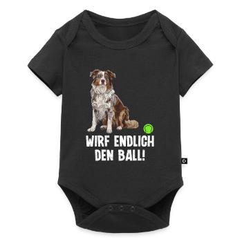 Berger australien ENFIN LANCE LA BALLE ! - Body à manches courtes Premium Bébé - noir - Devant
