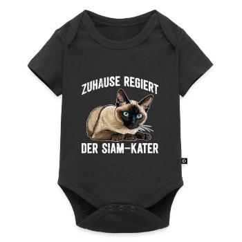 Siamese Cat AT HOME REIGNS THE SIAMESE CAT Funny - Baby Premium short-sleeve bodysuit - black - Front