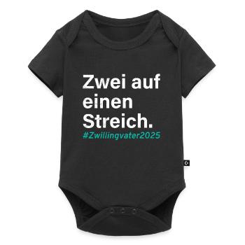 Zwillingspapa ZWEI AUF EINEN STREICH ZWILLINGVATER - Baby Premium Kurzarmbody - Schwarz - Vorne