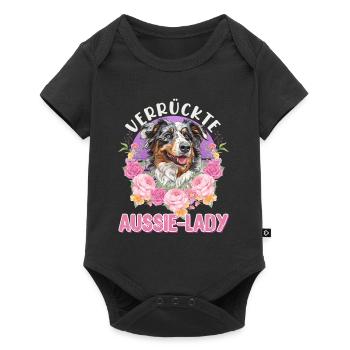 Australian Shepherd CRAZY AUSSIE LADY Flowers - Baby Premium short-sleeve bodysuit - black - Front