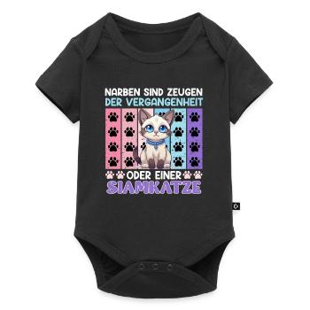 Siamkatze NARBEN SIND ZEUGEN DER VERGANGENHEIT - Baby Premium Kurzarmbody - Schwarz - Vorne