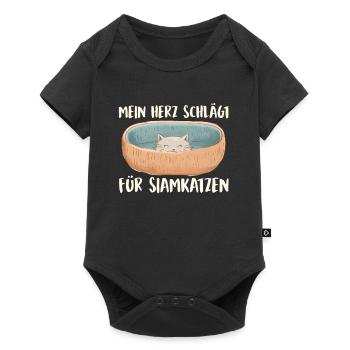 Siamese Cats MY HEART BEATS FOR SIAMESE CATS - Baby Premium short-sleeve bodysuit - black - Front