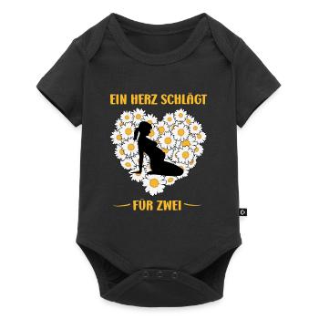 Pregnant mom A HEART BEATS FOR TWO - Baby Premium short-sleeve bodysuit - black - Front