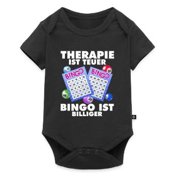 Bingo THERAPIE IST TEUER BINGO IST BILLIGER - Baby Premium Kurzarmbody - Schwarz - Vorne