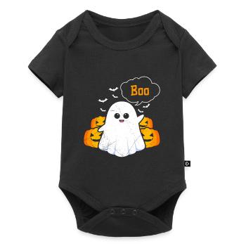 Halloween Kostüm Kinder HUI Lustiges Gespenster - Baby Premium Kurzarmbody - Schwarz - Vorne
