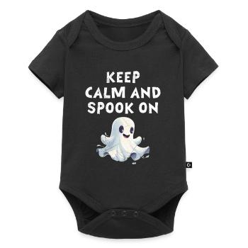Halloween Party KEEP CALM AND SPOOK ON Geister - Baby Premium Kurzarmbody - Schwarz - Vorne