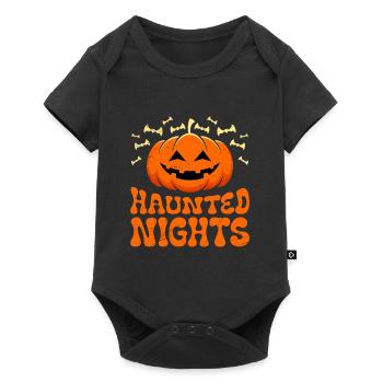 Halloween Party Kinder HAUNTED NIGHTS Gruseliger - Baby Premium Kurzarmbody - Schwarz - Vorne