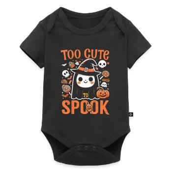 Halloween Kostüm Kinder TOO CUTE TO SPOOK Süßes - Baby Premium Kurzarmbody - Schwarz - Vorne