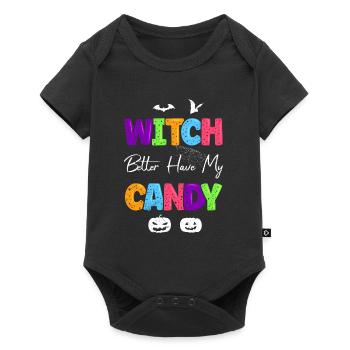 Costume d’Halloween Enfants SORCIÈRE MIEUX AVOIR MES BONBONS - Body à manches courtes Premium Bébé - noir - Devant