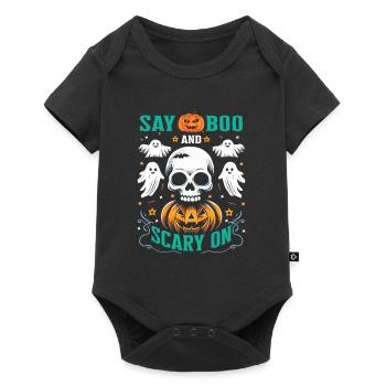 Fête d’Halloween Enfants SAY BOO SCARY ON Funny - Body à manches courtes Premium Bébé - noir - Devant