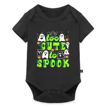 Halloween Party Kinder TOO CUTE TO SPOOK Lustig - Baby Premium Kurzarmbody - Schwarz - Vorne