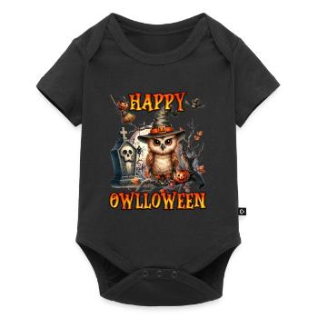 Halloween Kids HAPPY OWLLOWEEN Funny - Baby Premium short-sleeve bodysuit - black - Front