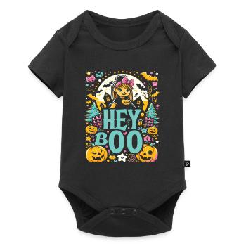 Costume d’Halloween Enfants HEY BOO Drôle Hanté - Body à manches courtes Premium Bébé - noir - Devant