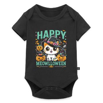 Costume d’Halloween Fille HAPPY MEOWLLOWEEN Drôle - Body à manches courtes Premium Bébé - noir - Devant