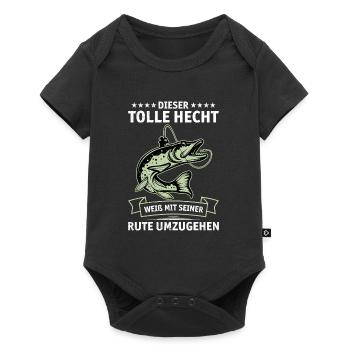 Angler DIESER TOLLE HECHT WEIß MIT SEINER RUTE - Baby Premium Kurzarmbody - Schwarz - Vorne