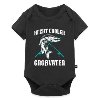 Opa HECHT COOLER GROßVATER Lustiges Hecht Angler - Baby Premium Kurzarmbody - Schwarz - Vorne
